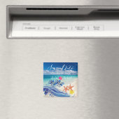 PixDezines hulawaves/beach+plumeria Magneet (Insitu (Vaatwasser))