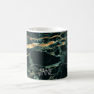 PixDezines HUNTER GREEN MARBLE+FAUX GOUDEN ADER Koffiemok
