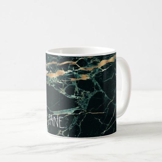 PixDezines HUNTER GROEN MARBLE+FAUX GOLD VEINS Koffiemok (Voorkant rechts)