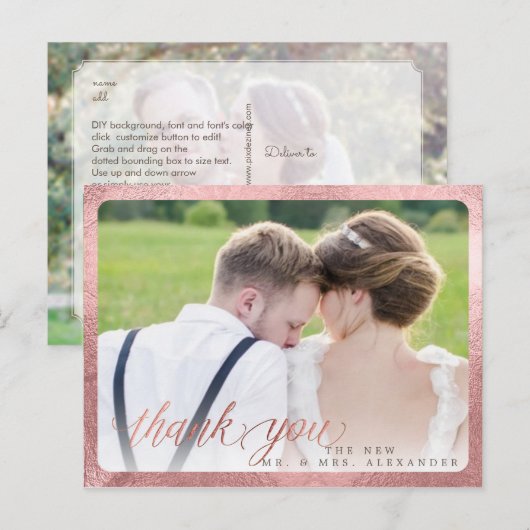 PixDezines Huwelijks Dankjewel/Leuk Lettertype Aankondigingskaart (Voorkant / Achterkant)