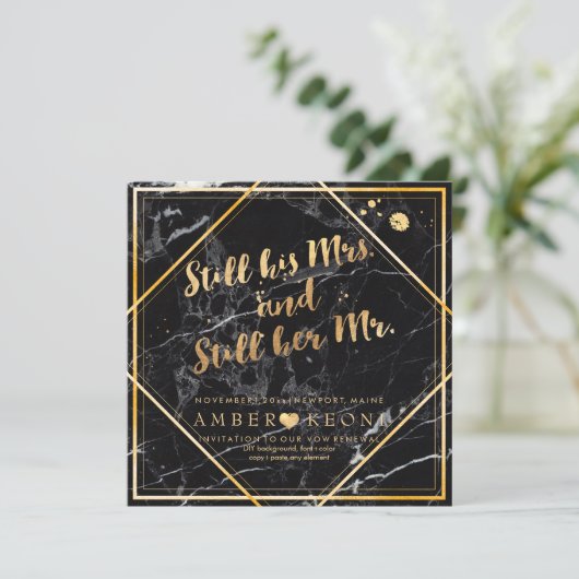 PixDezines Huwelijksbelofte/Faux Goud/Zwart Marmer Kaart (Staand voorkant)