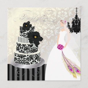 PixDezines Huwelijkscake in zwart-wit Kaart