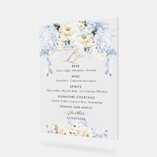 PixDezines IJsblauw Hyde Alabaster Rozen Menu Acryl Bord (Hoek)