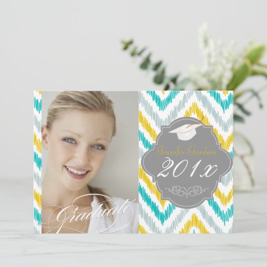 PixDezines ikat chevron afstuderen Kaart (Staand voorkant)