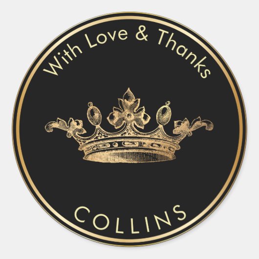 PixDezines  Imperial Crown/Faux Gold Ronde Sticker (Voorkant)