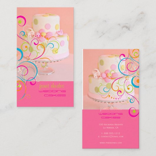 PixDezines  in Roze taart/dij kleur Visitekaartje (Voorkant / Achterkant)