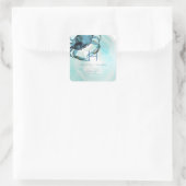 PixDezines Indigo Blauwe krab Monogram Strand Vierkante Sticker (Tas)