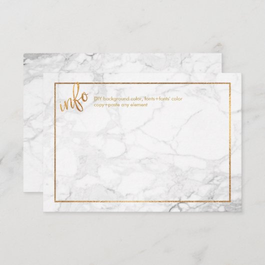 PixDezines INFORMATIE KAARTEN/MARBLE+FAUX GOLDI Informatiekaartje (Voorkant / Achterkant)