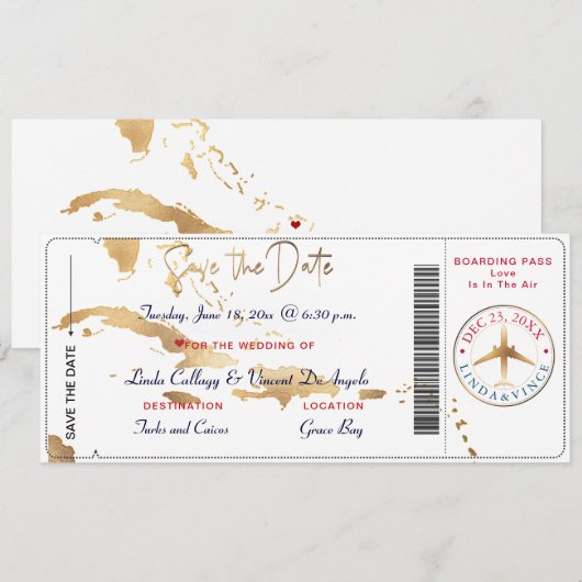 PixDezines instapass Save Datum, Caribische kaart (Voorkant / Achterkant)