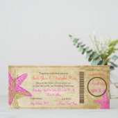 PixDezines Instapass+Strand+Roze Zeester Kaart (Staand voorkant)