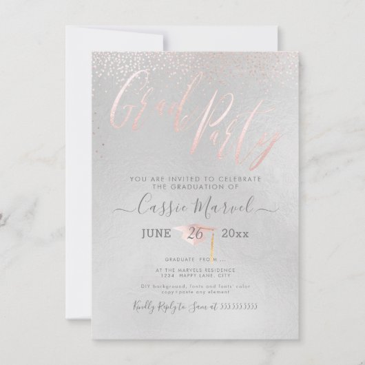 PixDezines Iridescent Blush Pink 2019 Afstudeerder Kaart (Voorkant)