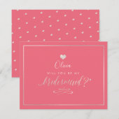 PixDezines Iridescent Blush Roze, Bruidsmeisje Kaart (Voorkant / Achterkant)