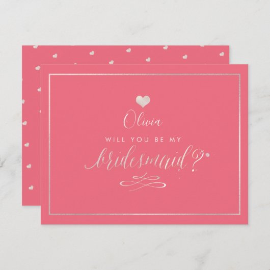 PixDezines Iridescent Blush Roze, Bruidsmeisje Kaart (Voorkant / Achterkant)