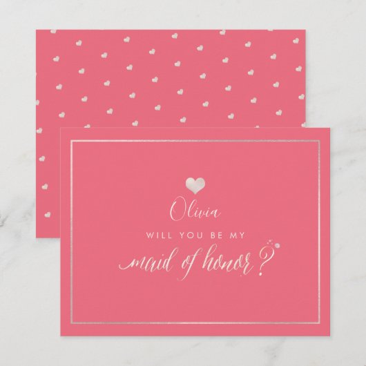 PixDezines Iridescent Blush Roze, Maid of Honor Kaart (Voorkant / Achterkant)