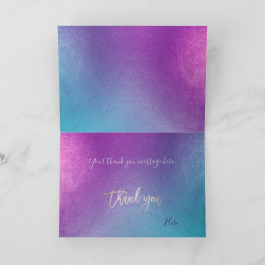 PixDezines Iridescent Ombre Blue Viol ✡ Bedankt Kaart (Binnen)