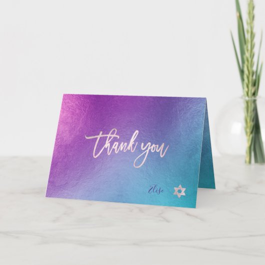 PixDezines Iridescent Ombre Blue Viol ✡ Bedankt Kaart (Voorkant)