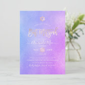 PixDezines Iridescent Paarse Ombre Bat Mitzvah Kaart (Staand voorkant)