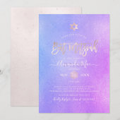 PixDezines Iridescent Paarse Ombre Bat Mitzvah Kaart (Voorkant / Achterkant)