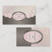 PixDezines Isabella Damask/DIY/pink+titanium Visitekaartje (Voorkant / Achterkant)