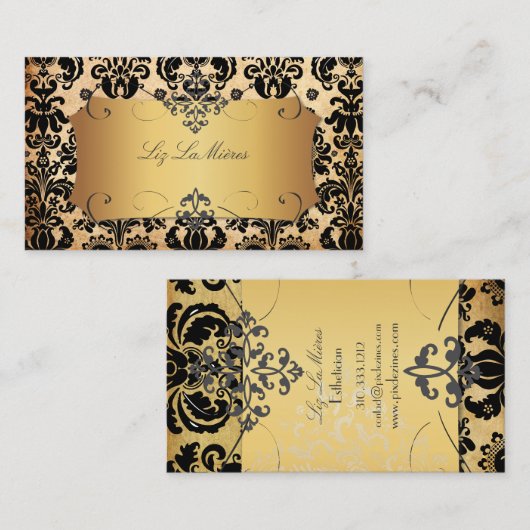 PixDezines  Isabella damask/faux parchment Visitekaartje (Voorkant / Achterkant)