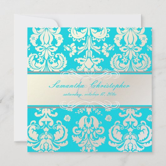 PixDezines Isabella Damask, Pearl+Aqua/DIY kleur Kaart (Voorkant)