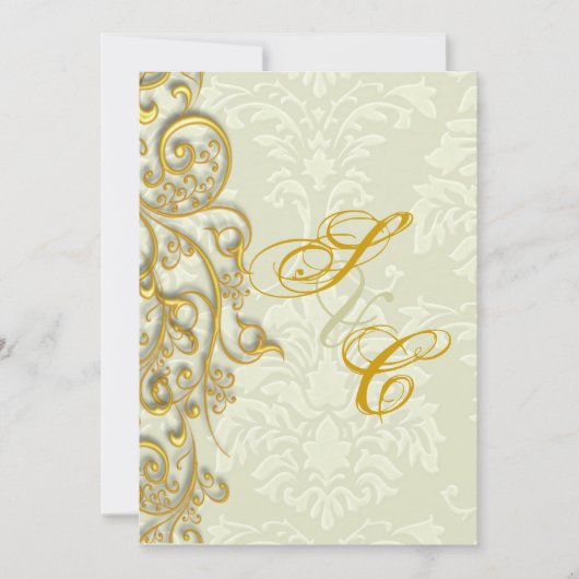PixDezines IVORY DAMASK FAUX GOLD FILIGREE Kaart (Voorkant)