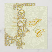 PixDezines IVORY DAMASK FAUX GOLD FILIGREE Kaart (Voorkant / Achterkant)