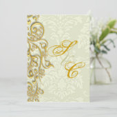 PixDezines IVORY DAMASK NEPGULDEN FILIGREE Kaart (Staand voorkant)