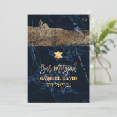 PixDezines Jerusalem+Blue Marble Bar Mitswa Kaart (Staand voorkant)