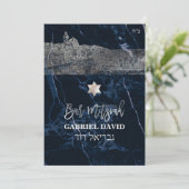 PixDezines Jerusalem Blue Marble Bar Mitzvah Kaart (Staand voorkant)