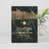 PixDezines Jerusalem+Green Marble Bar Mitswa Kaart (Staand voorkant)