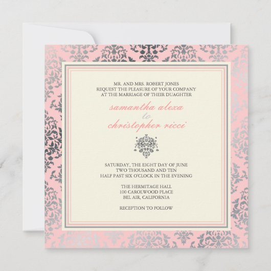 PixDezines Josephine Damask/DIY achtergrondkleur! Kaart (Achterkant)