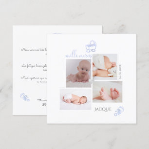 PixDezines Jouets Remerciement Naissance Fille Kaart