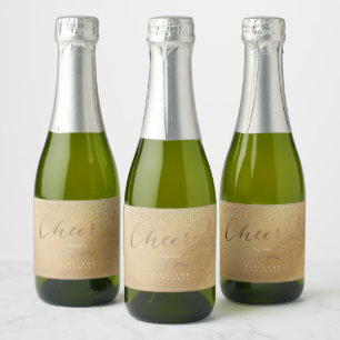 PixDezines juicht Faux Gold Label+ Confetti Sparkling Wijnetiket