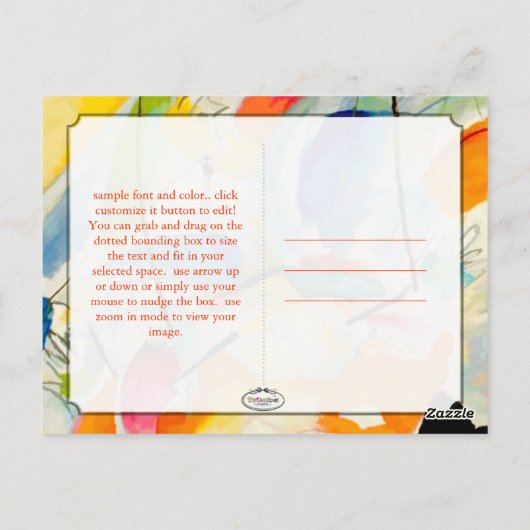 PixDezines Kandinsky 1914 abstract wandpaneel Briefkaart (Achterkant)