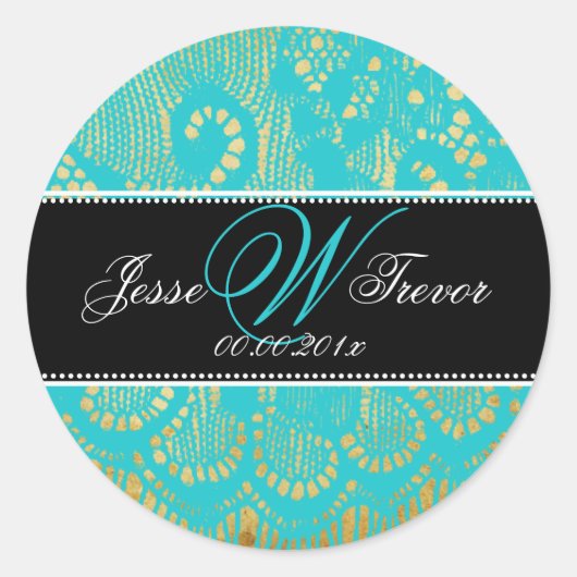 PixDezines  kant aqua blauw Ronde Sticker (Voorkant)