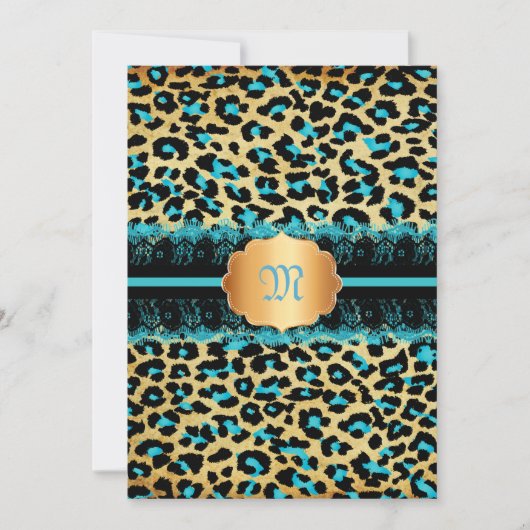 PixDezines kant+cheetah spots/blauwgroen+zwart Kaart (Voorkant)