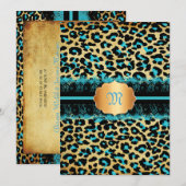 PixDezines kant+cheetah spots/blauwgroen+zwart Kaart (Voorkant / Achterkant)