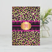 PixDezines  kant+cheetah spots/roze+zwart Kaart (Staand voorkant)