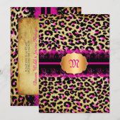 PixDezines  kant+cheetah spots/roze+zwart Kaart (Voorkant / Achterkant)