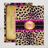 PixDezines kant+cheetah spots/roze+zwart Kaart (Voorkant / Achterkant)