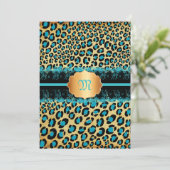 PixDezines kant+leopard spots/blauwgroen+zwart Kaart (Staand voorkant)