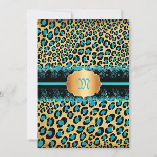 PixDezines kant+leopard spots/blauwgroen+zwart Kaart