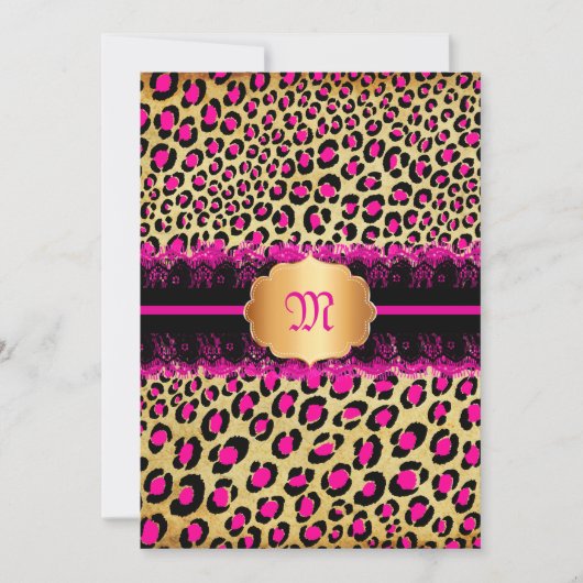 PixDezines kant+leopard spots/roze+zwart Kaart (Voorkant)