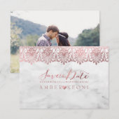 PixDezines Kant Roos Goud/Marmer/Opslagdatum Save The Date (Voorkant / Achterkant)