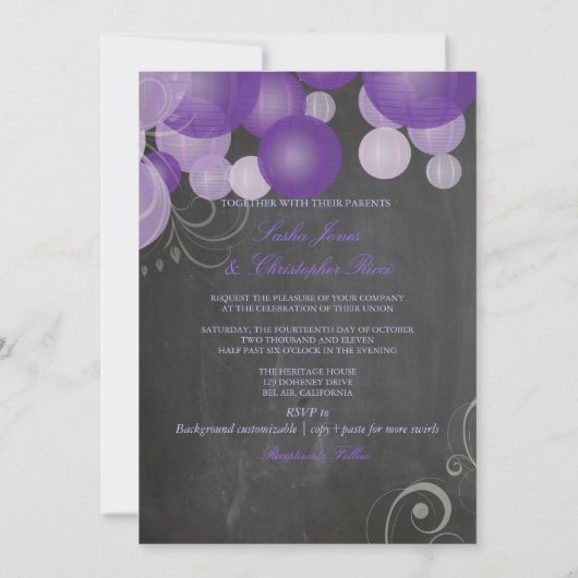 PixDezines-karton paarse lantaarns Kaart (Achterkant)