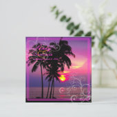 PixDezines Kaui Sunset+Swirls/tropische bruiloft Kaart (Staand voorkant)