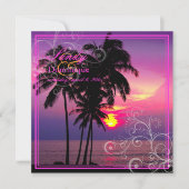PixDezines Kaui Sunset+Swirls/tropische bruiloft Kaart (Voorkant)
