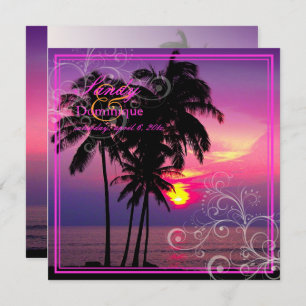 PixDezines Kaui Sunset+Swirls/tropische bruiloft Kaart