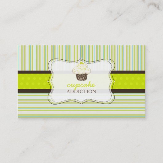 PixDezines kelylime cupcake+strepen Visitekaartje (Voorkant)